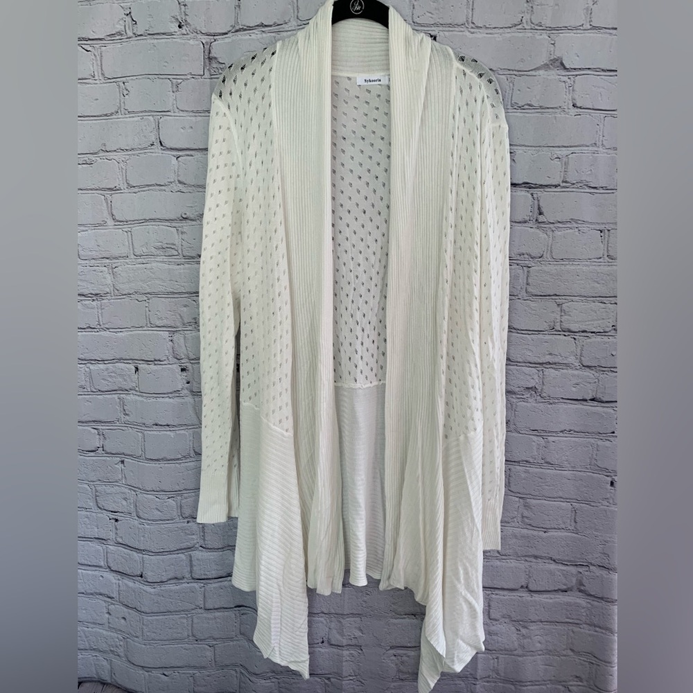 Sykooria Open Front Long Cardigan Sweater Duster Size XL